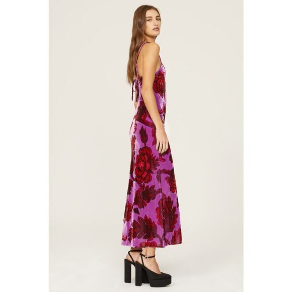 Rhode Jemima Dress Floral Midi Purple 4 - Picture 4 of 16